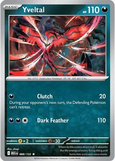 Yveltal (MEG) #088/132 Rare (Holofoil Lightly Played) ME01: Mega Evolution Pokemon: 2025