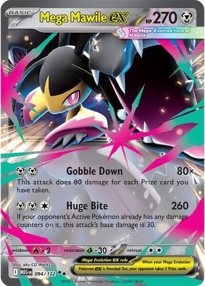 Mega Mawile ex 094 132 (MEG) #094/132 Double Rare (Holofoil Near Mint) ME01: Mega Evolution Pokemon: 2025