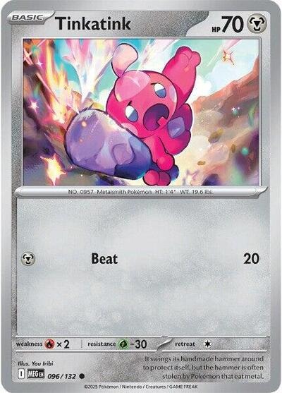 Tinkatink (MEG) #096/132 Common (Reverse Holofoil Moderately Played) ME01: Mega Evolution Pokemon: 2025