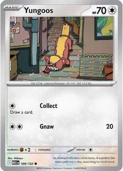 Yungoos (MEG) #109/132 Common (Reverse Holofoil Moderately Played) ME01: Mega Evolution Pokemon: 2025