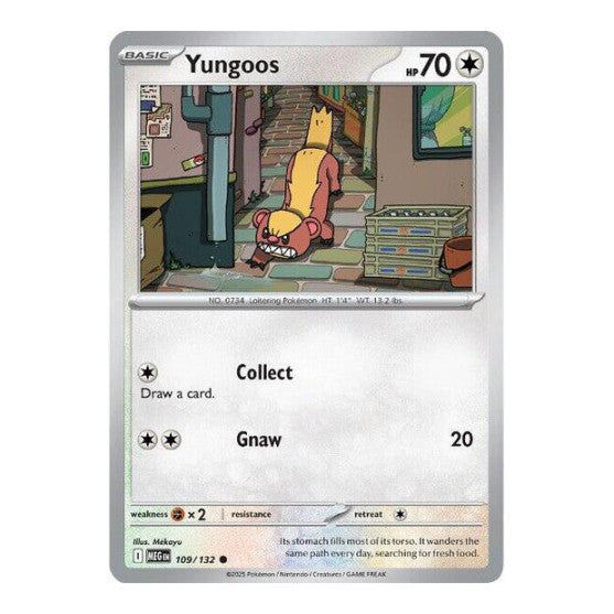 Yungoos (MEG) #109/132 Common (Reverse Holofoil Moderately Played) ME01: Mega Evolution Pokemon: 2025