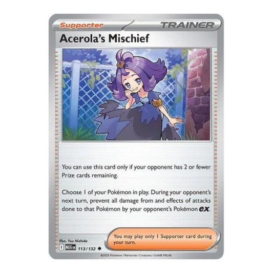 Acerola's Mischief - 113/132 (MEG) #113/132 Uncommon (Reverse Holofoil Moderately Played) ME01: Mega Evolution Pokemon: 2025