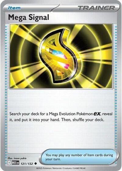 Mega Signal - 121/132 (MEG) #121/132 Uncommon (Reverse Holofoil Moderately Played) ME01: Mega Evolution Pokemon: 2025