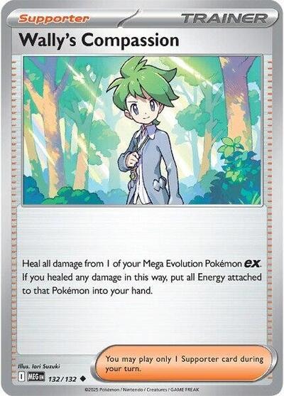 Wally's Compassion - 132/132 (MEG) #132/132 Uncommon (Reverse Holofoil Moderately Played) ME01: Mega Evolution Pokemon: 2025