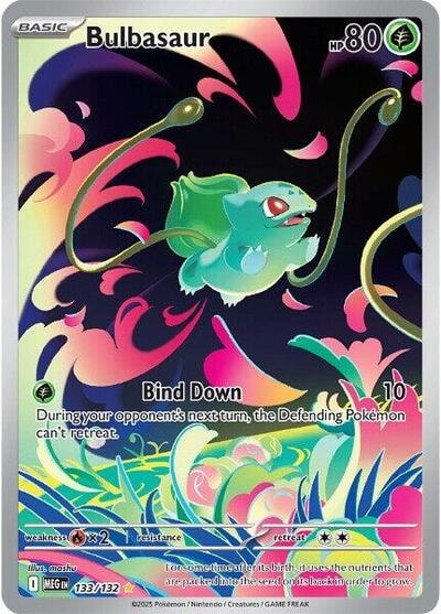 Bulbasaur - 133/132 (MEG) #133/132 Illustration Rare (Holofoil Near Mint) ME01: Mega Evolution Pokemon: 2025