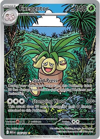 Exeggutor 135 132 (MEG) #135/132 Illustration Rare (Holofoil Near Mint) ME01: Mega Evolution Pokemon: 2025