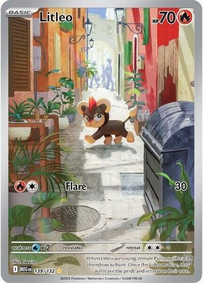 Litleo - 139/132 (MEG) #139/132 Illustration Rare (Holofoil Near Mint) ME01: Mega Evolution Pokemon: 2025
