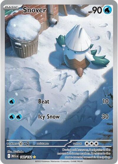 Snover 140 132 (MEG) #140/132 Illustration Rare (Holofoil Near Mint) ME01: Mega Evolution Pokemon: 2025