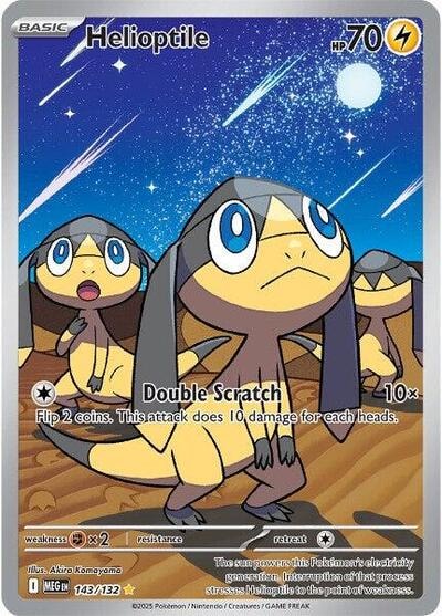 Helioptile - 143/132 (MEG) #143/132 Illustration Rare (Holofoil Near Mint) ME01: Mega Evolution Pokemon: 2025