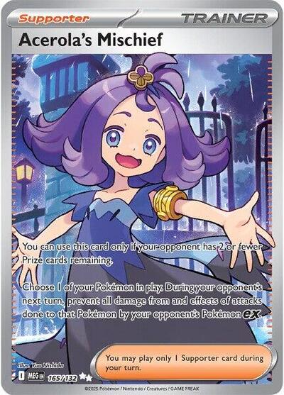 Acerolas Mischief 165 132 (MEG) #165/132 Ultra Rare (Holofoil Near Mint) ME01: Mega Evolution Pokemon: 2025
