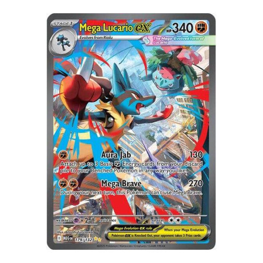 Mega Lucario ex - 179/132 (MEG) #179/132 Special Illustration Rare (Holofoil Near Mint) ME01: Mega Evolution Pokemon: 2025