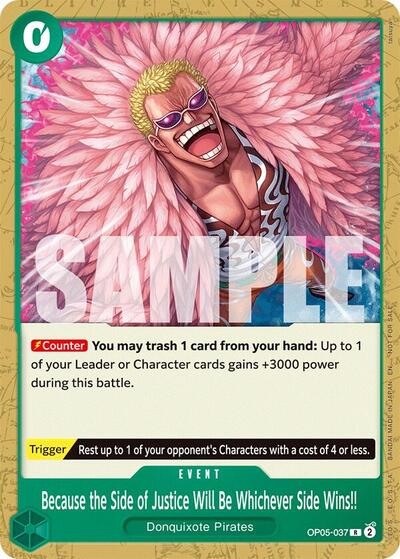 Because the Side of Justice Will Be Whichever Side Wins!! (Tournament Pack 2025 Vol. 4) (OP-PR) #OP05-037 Rare (Near Mint) One Piece Promotion Cards One Piece Card Game: 2022