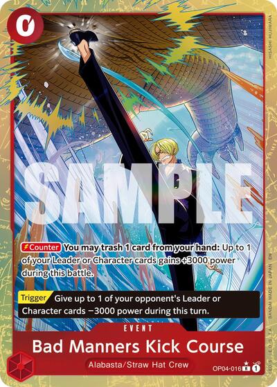 Bad Manners Kick Course Alternate Art (PRB-02) #OP04-016 Rare (Foil Near Mint) Premium Booster -The Best- Vol. 2 One Piece Card Game: 2025