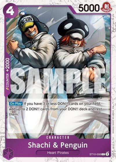Shachi & Penguin (Pirate Foil) (PRB-02) #ST10-008 Common (Foil Lightly Played) Premium Booster -The Best- Vol. 2 One Piece Card Game: 2025