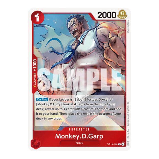 Monkey.D.Garp (OP13) #OP13-016 Rare (Foil Near Mint) Carrying On His Will One Piece Card Game: 2025