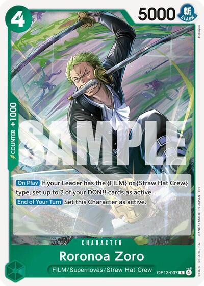 Roronoa Zoro (OP13) #OP13-037 Rare (Foil Near Mint) Carrying On His Will One Piece Card Game: 2025