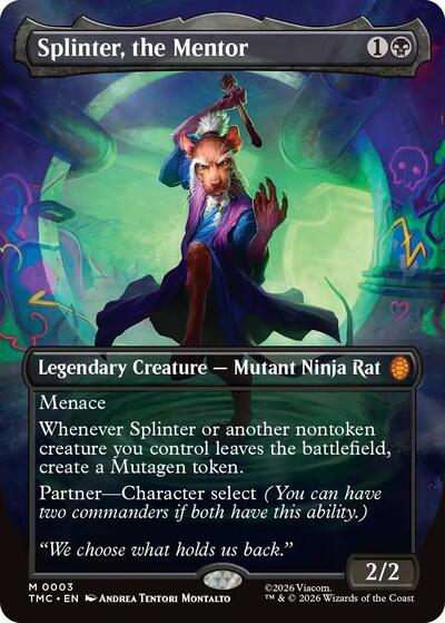 Splinter the Mentor 0003 Borderless (TMC) #3 Mythic Rare (Foil Near Mint) Commander: Teenage Mutant Ninja Turtles Magic: 2026