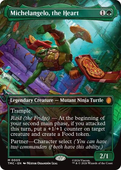 Michelangelo, the Heart (0005) (Borderless) (TMC) #5 Mythic Rare (Foil Near Mint) Commander: Teenage Mutant Ninja Turtles Magic: The Gathering: 2026
