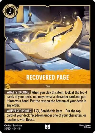 Recovered Page (10) #30/204 Uncommon (Near Mint) Whispers in the Well Disney Lorcana: 2025