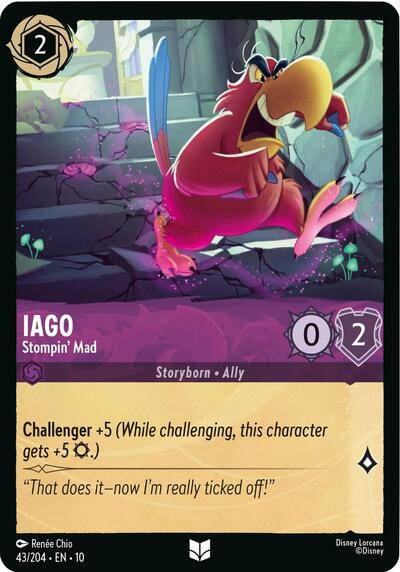 Iago Stompin Mad (10) #43/204 Uncommon (Cold Foil Near Mint) Whispers in the Well Disney Lorcana: 2025