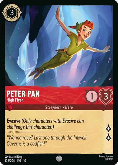 Peter Pan High Flyer (10) #105/204 Common (Near Mint) Whispers in the Well Disney Lorcana: 2025