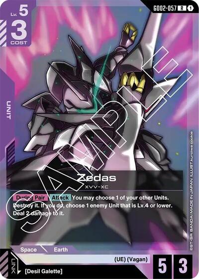 Zedas (GD02) #GD02-057 Rare (Holofoil Near Mint) Dual Impact Gundam Card Game: 2025