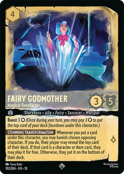 Fairy Godmother Magical Benefactor (10) #192/204 Super Rare (Near Mint) Whispers in the Well Lorcana TCG: 2025