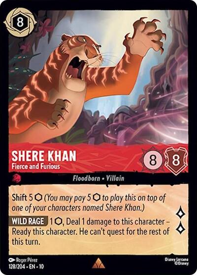 Shere Khan - Fierce and Furious (10) #128/204 Rare (Near Mint) Whispers in the Well Disney Lorcana: 2025