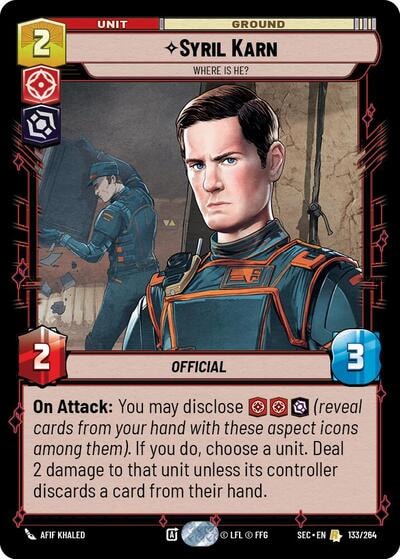Syril Karn - Where Is He? (SEC) #133/264 Rare (Near Mint) Secrets of Power Star Wars: Unlimited: 2025
