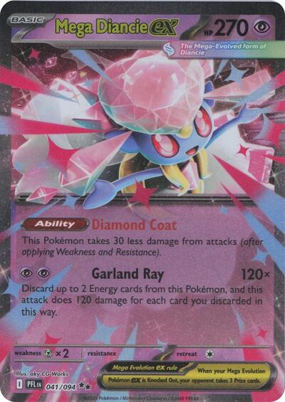 Mega Diancie ex (PFL) #041/094 Double Rare (Holofoil Near Mint) ME02: Phantasmal Flames Pokemon: 2025