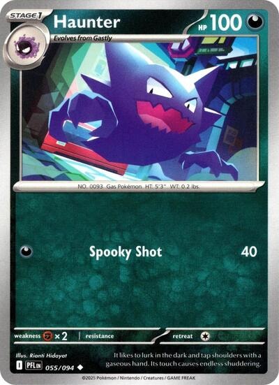 Haunter - 055/094 (PFL) #055/094 Uncommon (Reverse Holofoil Moderately Played) ME02: Phantasmal Flames Pokemon: 2025
