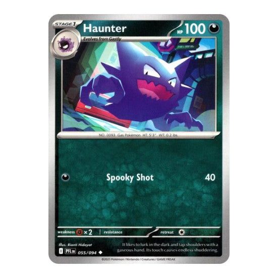 Haunter - 055/094 (PFL) #055/094 Uncommon (Reverse Holofoil Moderately Played) ME02: Phantasmal Flames Pokemon: 2025