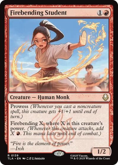 Firebending Student (TLA) #139 Rare (Lightly Played) Avatar: The Last Airbender Magic: The Gathering: 2025