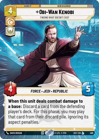 Obi-Wan Kenobi - Finding What Doesn't Exist (Hyperspace) (SEC) #469 Legendary (Near Mint) Secrets of Power Star Wars: Unlimited: 2025