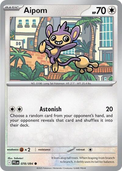 Aipom (PFL) #078/094 Common (Reverse Holofoil Near Mint) ME02: Phantasmal Flames Pokemon: 2025