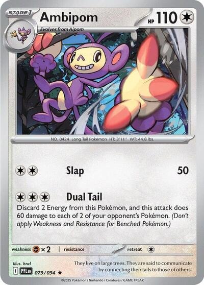Ambipom - 079/094 (PFL) #079/094 Rare (Holofoil Lightly Played) ME02: Phantasmal Flames Pokemon: 2025
