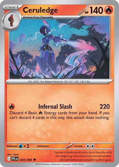 Ceruledge (PFL) #020/094 Uncommon ME02: Phantasmal Flames Pokemon: 2025