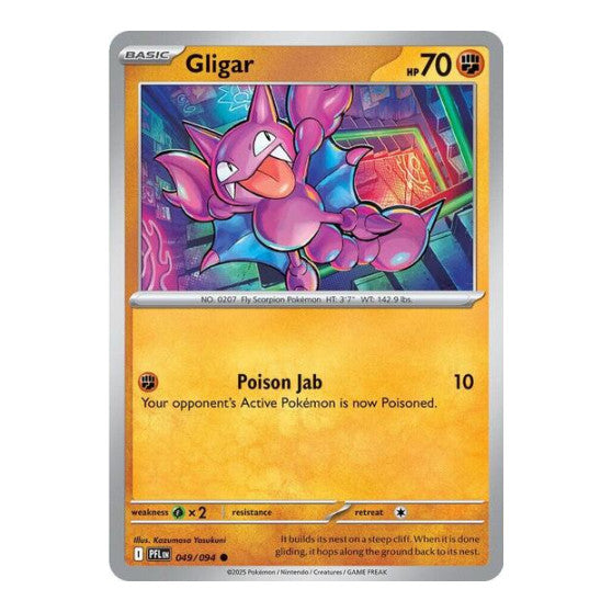 Gligar (PFL) #049/094 Common (Reverse Holofoil Moderately Played) ME02: Phantasmal Flames Pokemon: 2025
