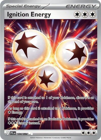 Ignition Energy (PFL) #124/094 Ultra Rare (Holofoil Near Mint) ME02: Phantasmal Flames Pokemon: 2025