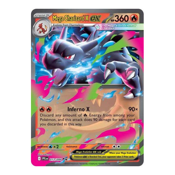 Mega Charizard X ex - 013/094 (PFL) #013/094 Double Rare (Holofoil Near Mint) ME02: Phantasmal Flames Pokemon: 2025