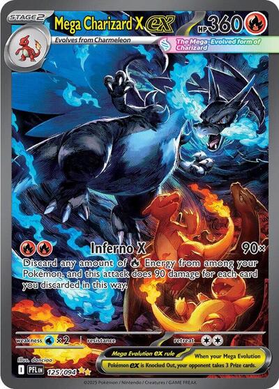 Mega Charizard X ex 125 094 (PFL) #125/094 Special Illustration Rare (Holofoil Near Mint) ME02: Phantasmal Flames Pokemon: 2025