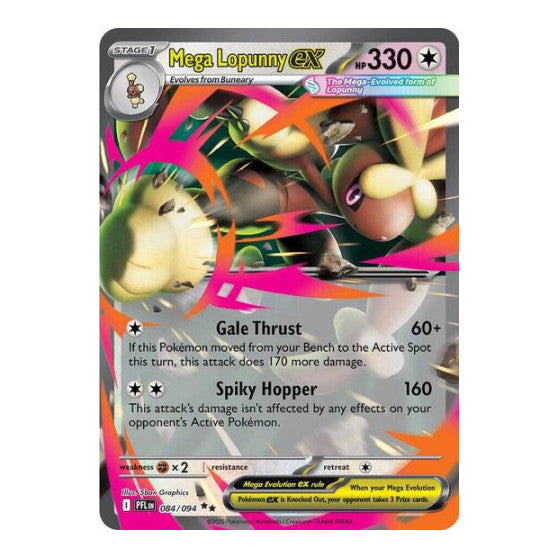 Mega Lopunny ex - 084/094 (PFL) #084/094 Double Rare (Holofoil Near Mint) ME02: Phantasmal Flames Pokemon: 2025
