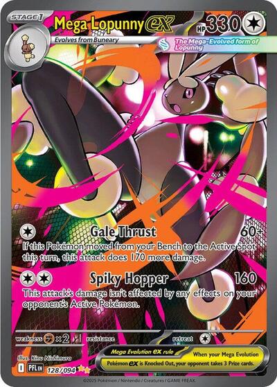 Mega Lopunny ex 128 094 (PFL) #128/094 Special Illustration Rare (Holofoil Near Mint) ME02: Phantasmal Flames Pokemon: 2025