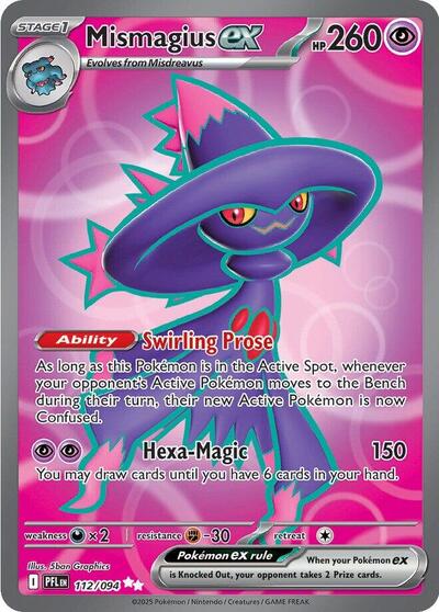 Mismagius ex 112 094 (PFL) #112/094 Ultra Rare (Holofoil Near Mint) ME02: Phantasmal Flames Pokemon: 2025
