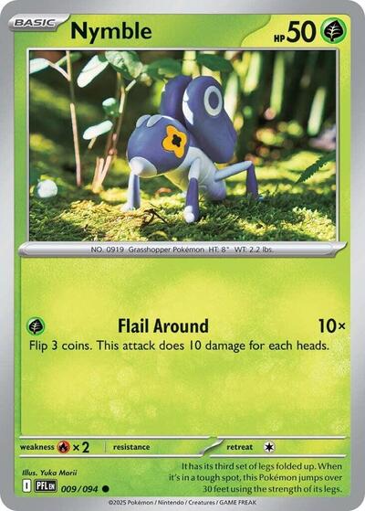 Nymble 009 094 (PFL) #009/094 Common (Near Mint) ME02: Phantasmal Flames Pokemon: 2025