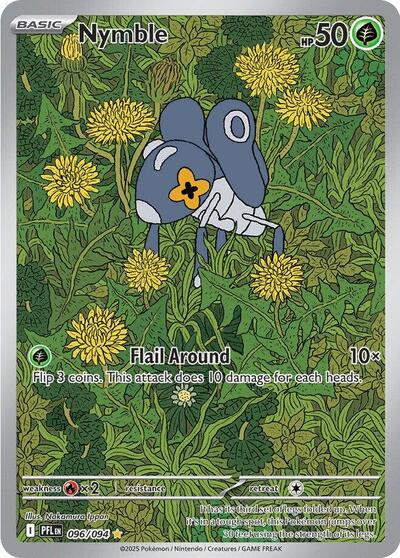 Nymble 096 094 (PFL) #096/094 Illustration Rare (Holofoil Near Mint) ME02: Phantasmal Flames Pokemon: 2025