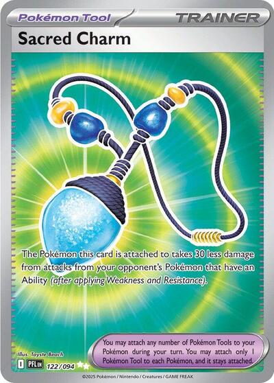 Sacred Charm 122 094 (PFL) #122/094 Ultra Rare (Holofoil Near Mint) ME02: Phantasmal Flames Pokemon: 2025