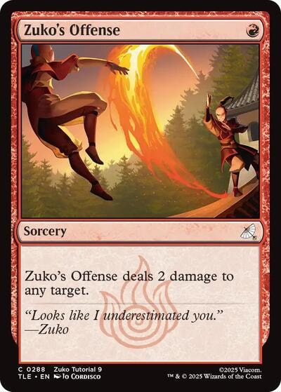 Zukos Offense 0288 (TLE) #288 Common (Lightly Played) Avatar: The Last Airbender: Eternal-Legal Magic: The Gathering: 2025