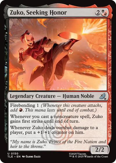 Zuko Seeking Honor (TLE) #150 Uncommon Avatar: The Last Airbender: Eternal-Legal Magic: The Gathering: 2025