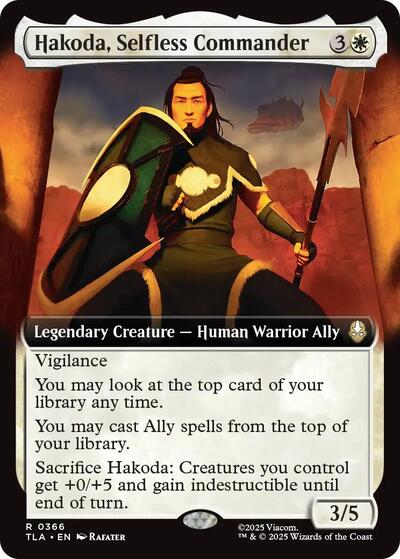 Hakoda Selfless Commander Extended Art (TLA) #366 Rare (Near Mint) Avatar: The Last Airbender Magic: The Gathering: 2025